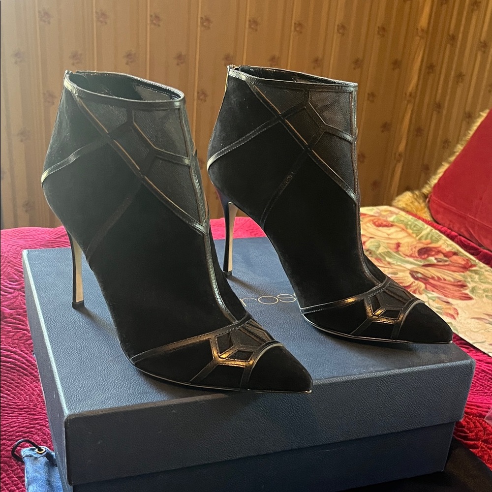 Sergio Rossi  Suede Puzzle Anke Boots